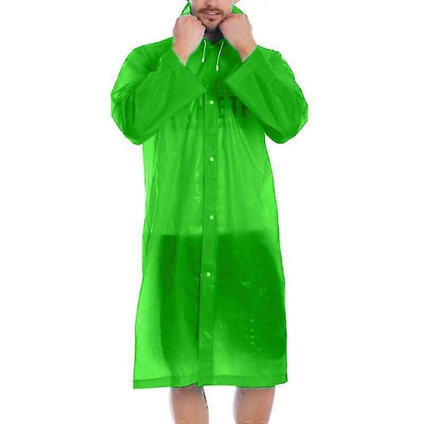 Aikuisten Eva vedenpitävä sadetakki uudelleenkäytettävä sadetakki hupullinen poncho Green