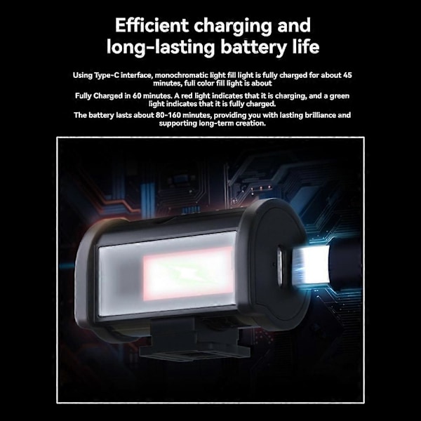 Mini LED-lampa 3000/4500/6000K 3 Färgtemperaturer för Kameralins