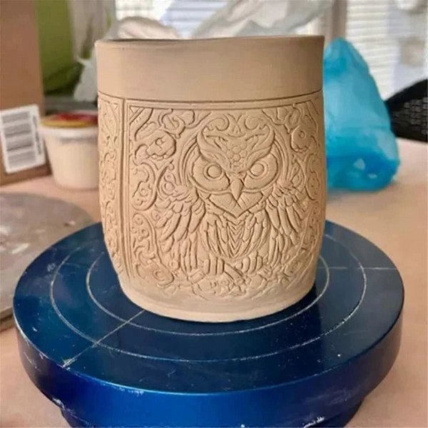 Lerrulle för Kakel 3D-Printad Lertexturrulle Blommönster Fågelmönster