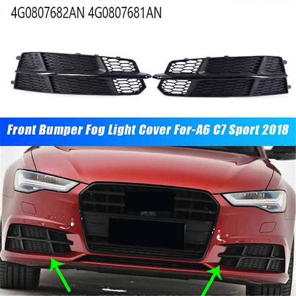 1 par bil främre stötfångare dimljus grillskydd 4G0807682AN 4G0807681AN för 2018 A6L C7 2014-2018 Racing nedre grill