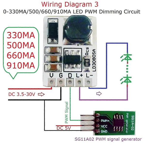 LD3080SA 20W DC 3.5-30V Jännitteenalennus HB LED-ohjainmoduuli 910MA