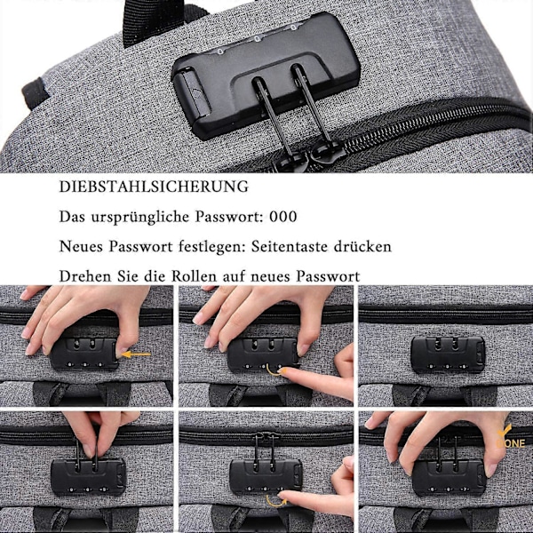 Stöldskydd Laptop Ryggsäck 15,6 Tum Vattentät Hane Med USB Laddningsport Arbetsryggsäck Funktionell Ryggsäck Laptop Ryggsäck
