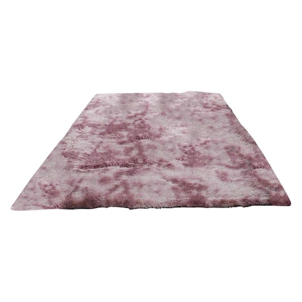 Luddig Matta för Vardagsrum Mjuk Plysch Inomhus Sovrumsmatta Batik Förtjockad Halkfri Fluffig Fuskpälsmatta Barnkammare Barn Pojkar Flickor Rum Golvmatta Pink Purple 80 cm