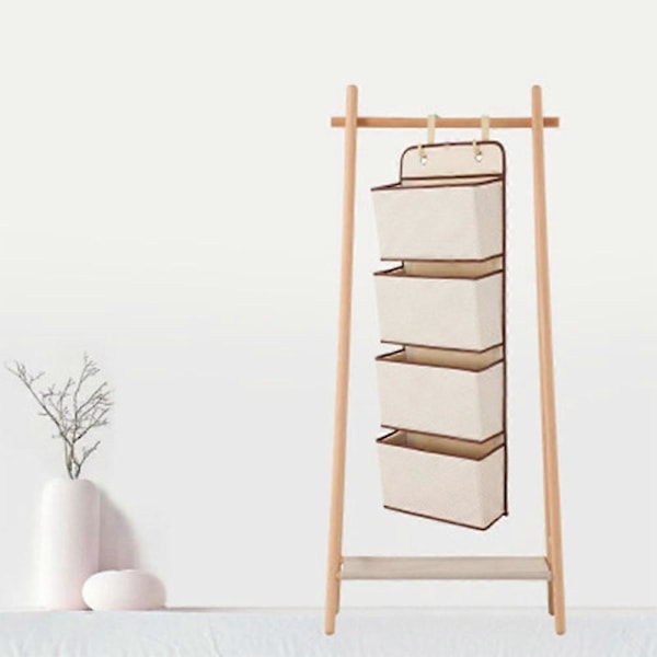 Hængende Organizer med 4 Lommer, Foldbar Hængende Hylde med 2 Kroge til Håndklæder, Bleer, Legetøj i Børneværelsets Skab