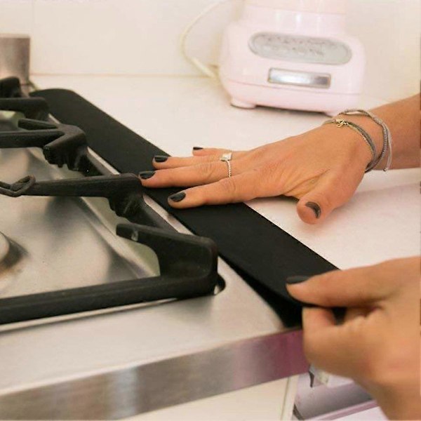 2 st/set Oljetätt Värmebeständigt Spisskydd för Spiskanter Köksredskap Black 25inch