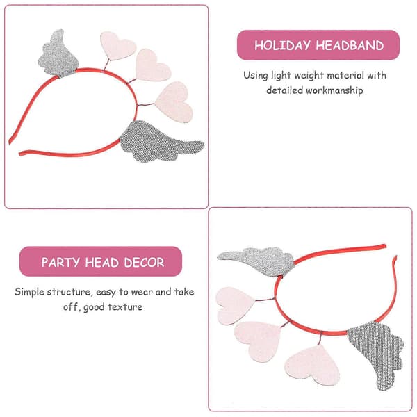 2Valentine Hodebånd Engel Vinge Hårbånd Party Hodeplagg Hjerte Hodeplagg Hårpynt Rosa