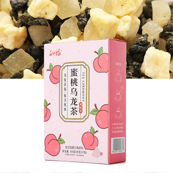 22-pack Persika Oolong Te Individuellt Förpackade Frukttepåsar Fritidsdrickande 66g för Morgon Eftermiddag