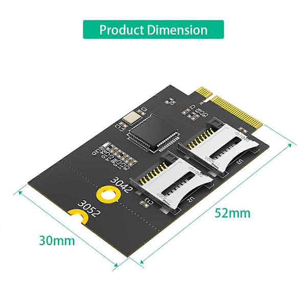 Kaksi Micro-SD-kortinlukijaa, TF-kortti NGFF M.2 Key B -lukijaan