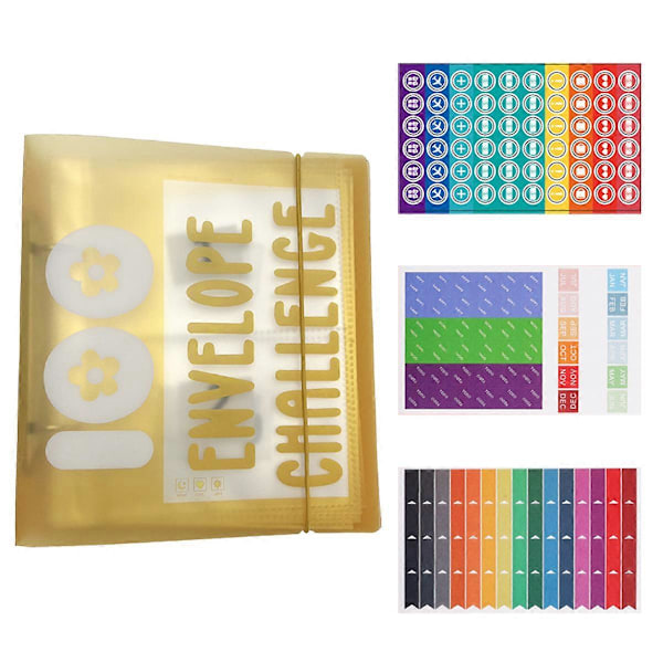 100 Kuvert Utmaning Pärm, Sparutmaningsbox kit Kontant Sparutmaningskit, Sparutmaningsbok med Kontantkuvert style2384