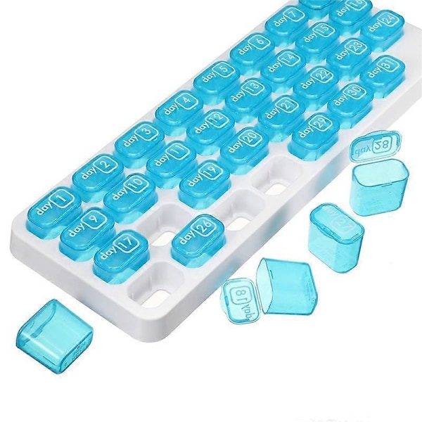 Pillerburk 31 Dagar Medicin Tablett Dispenser Organizer Veckovis Pillerförvaringsfodral Tangentbordsform Månatlig Piller Organizer Fodral