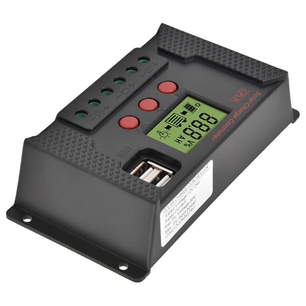 Solcelleopladningsregulator 20A PWM 12V/24V Automatisk Solpanelregulator