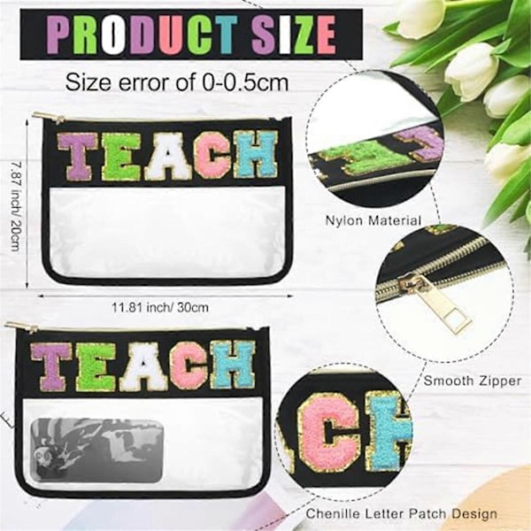 6 stk. Chenille Brevtaske Bulk Preppy Patch Makeup Taske