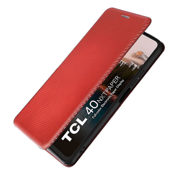 Tcl 40 Nxtpaper -nahkakotelo, jossa korttipaikat, puhelinkotelo magneettisella sulkimella Brown