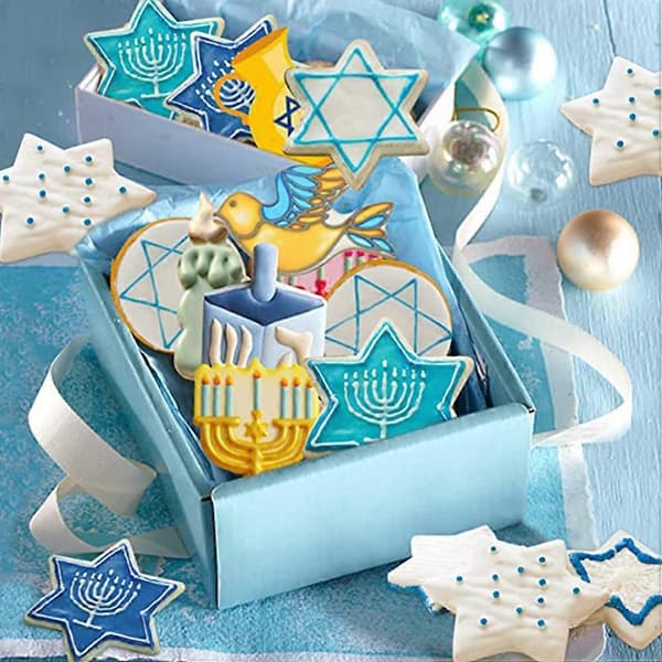 4 stk. Hanukkah Cookie Cutters i rustfrit stål Menorah Forme til kiks