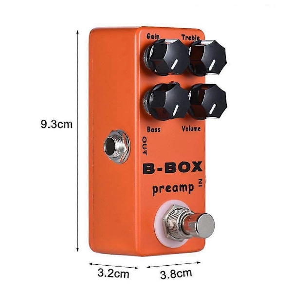 B-Box sähkökitaran etuaste overdrive-efektipedaali, metallikuori