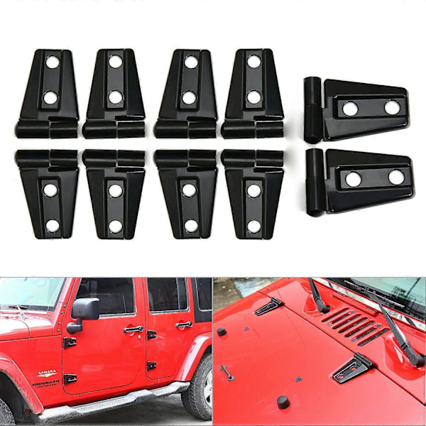 10X Huv & Dörrgångjärnsskydd För 2007-2017 Wrangler Jk Jku Bil