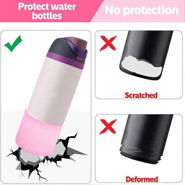 2 st Silikonkoppskydd för Owala Vattenflaska 24oz 32oz Halkskyddande Skyddshylsa för FreeSip Flaskor BPA-Fri Diskmaskinsäker Bottenstötfångare C Pink 24oz
