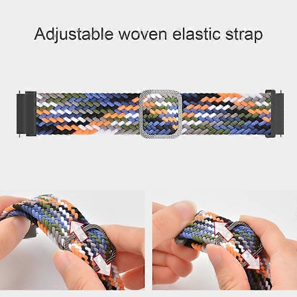 Urrem Elastisk Justerbar Nylon Flettet 20mm/22mm Armbånd Håndledsrem Udskiftning Kompatibel Samsung Grey 22 mm