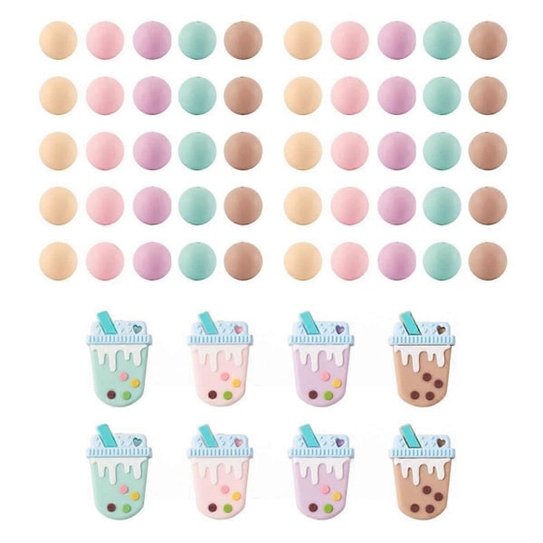 Silikonpärlor 15mm DIY Runda Silikonpärlor Mjölkte-pärlor