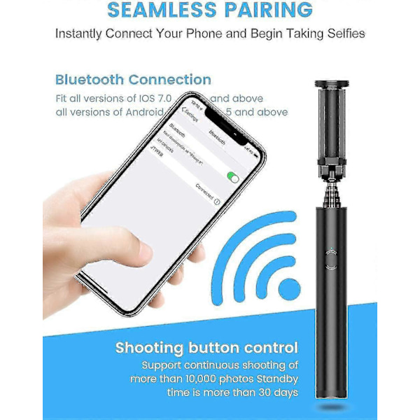Professionel Selfie Stick Bluetooth, Alt I Én Udtrækkelig Stabil Selfie Sticks, Simpelt Letvægts Kompakt Design Til 12/12 Pro/11/11 Pro/xs/xr/x/8/8