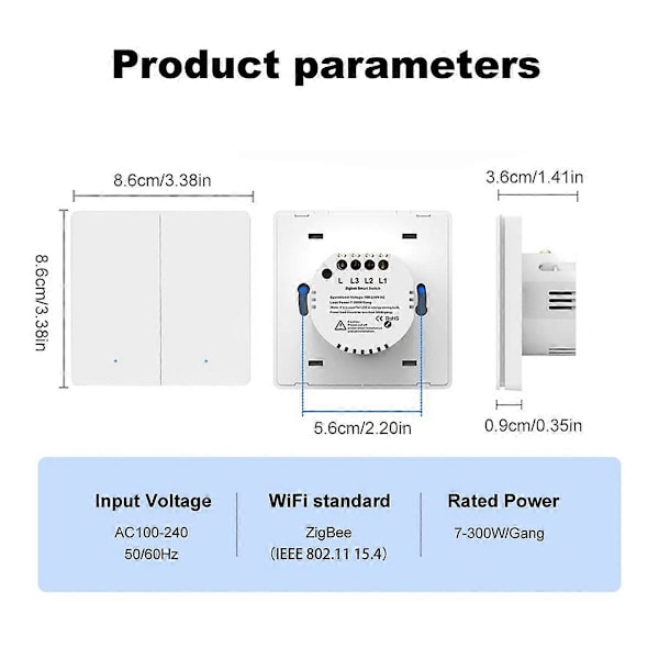 Tuya Smart Switch Zigbee Europeisk Standard Knapp Väggströmbrytare