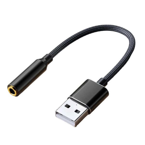 Lydkort Professionel Lydoverførsel Plug Play USB til 3,5 mm Computer 2 i 1 Lydadapter Laptop Black 20cm