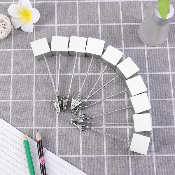 Tinksky 10 stk. terningebase memo fotoholder papir noteclips (sølv)