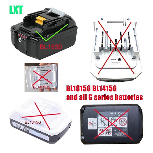 För 14.4V 18V Batteri BL1830 BL1430 USB Laddningsadapter