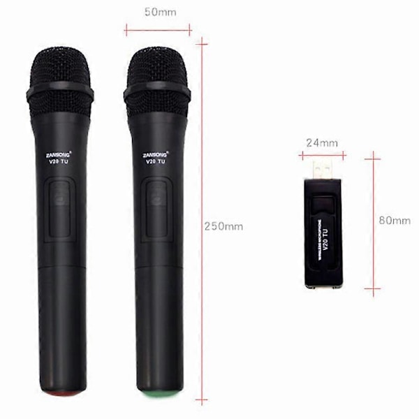 UHF USB 3,5 mm Trådlös Mikrofon Handhållen Mikrofon