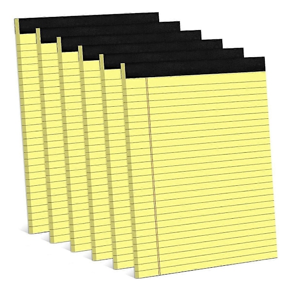 6 stk. notesblokke 21,6 x 29,8 cm smalle linjerede skriveblokke