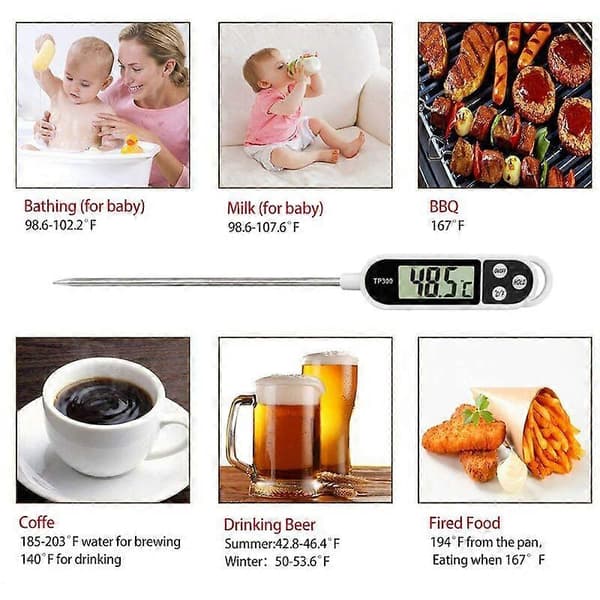 Kökstermometer köksredskap termometer matlagning, termometer sond kök termometer grill 5 sekunder LCD-skärm termometer för bakverk