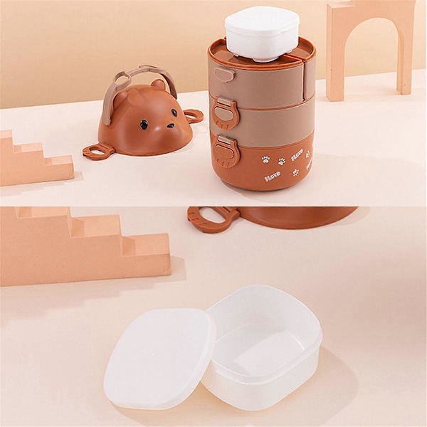 Stabelbar Bento Boks Bærbar Lækagesikker Bento Boks Hvid