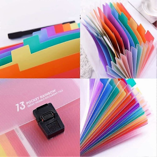 13-pack expanderande arkivmappar dragspelsdokumentorganisatör, Letter A4 papper plastarkivmapp 13 fack expanderbara arkivjackor