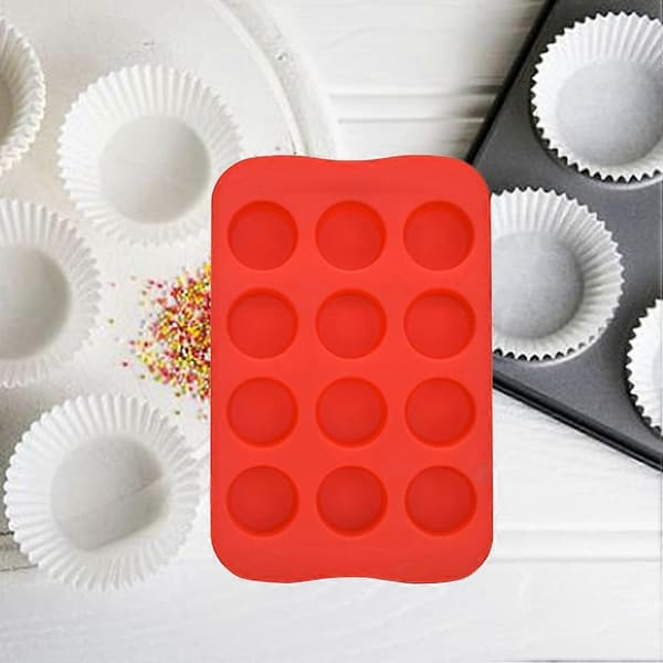 DIY 12 Hål Isbitsform Rund Isform Chokladform Kökstillbehör (Röd)