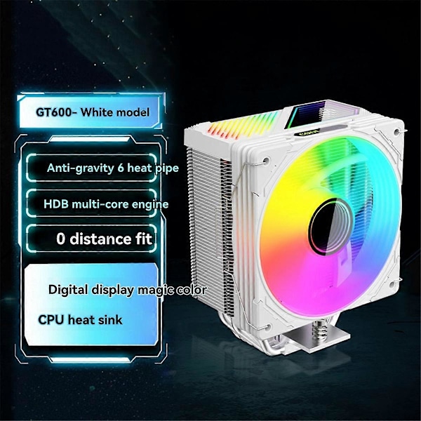 GT600 Digital Display CPU Luftkylare med 1800RPM ARGB A