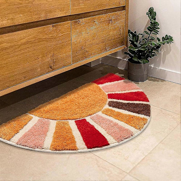 Dörrmatta Golv Halkfri Solrosdesign Tvättbar Bohemisk Stil Rolig Halvcirkel Boho Badrumsmatta Heminredning