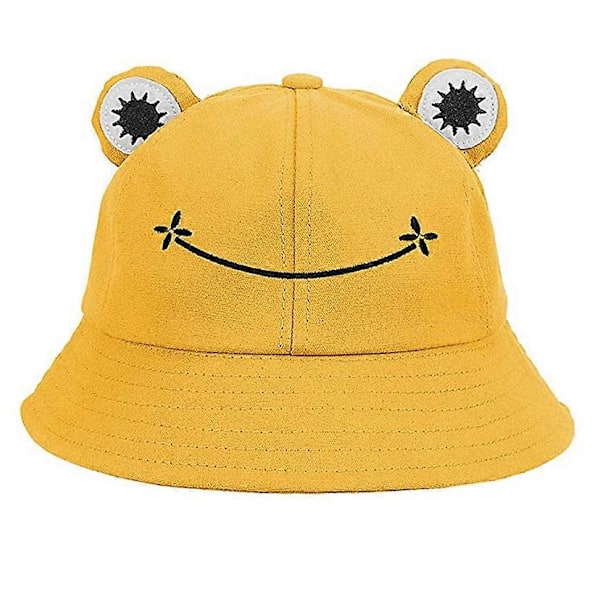 Grodhatt Hink Solhatt För Kvinnor Grodhinkhatt Sommar Utomhus Vikbar Andningsbar Hinkhatt För Kvinnor-Gul-Barn: 51-53 Cm