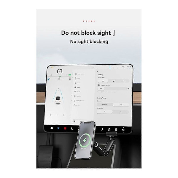 Vikbar trådlös magnetisk telefonhållare för Tesla Model 3 Model Y