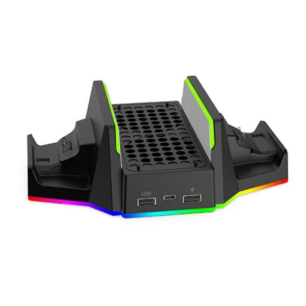 RGB Kylfläktställ med Dubbel Kontroller Svart