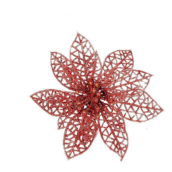 10 st Små Julstjärna Ihåliga Simuleringsblommor Konstgjorda Blommor Konstgjorda Glitterblommor