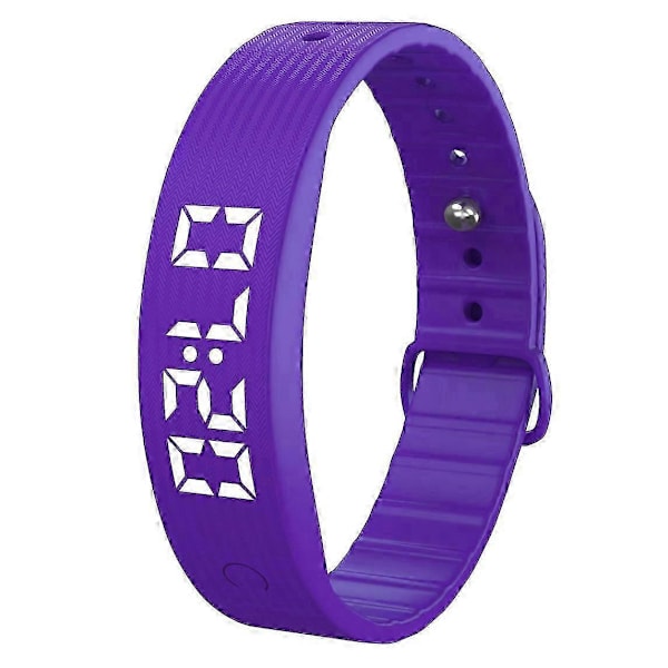W5SV Smart Armband med Vibrerande Alarm, Sömnövervakning Digital Display Elektrisk Klocka - Grön Purple
