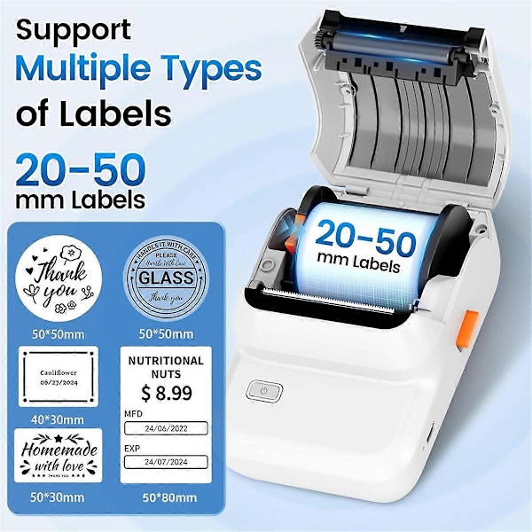 Bluetooth Labelprinter, Blækfri Bærbar Labelprinter til Adresse, B