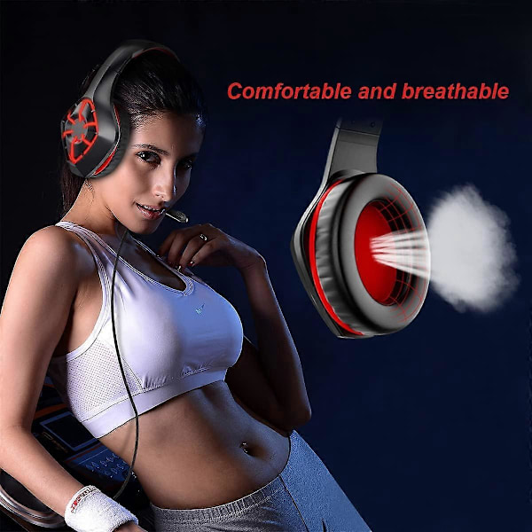 Ammattimaiset Over-Ear -pelikuulokkeet melunvaimennuksella, mikrofonilla, LED-valaistuksella ja stereokanavilla PS4:lle, PS5:lle, PC:lle, Xbox Onelle ja Switchille