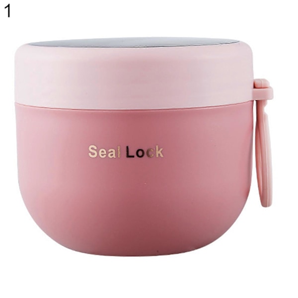 600 ml:n vuotamaton keittokulho, suuri tilavuus, ruostumattomasta teräksestä valmistettu, kaksiseinäinen, tyhjiöeristetty ruokapurkki kouluun Pink 1