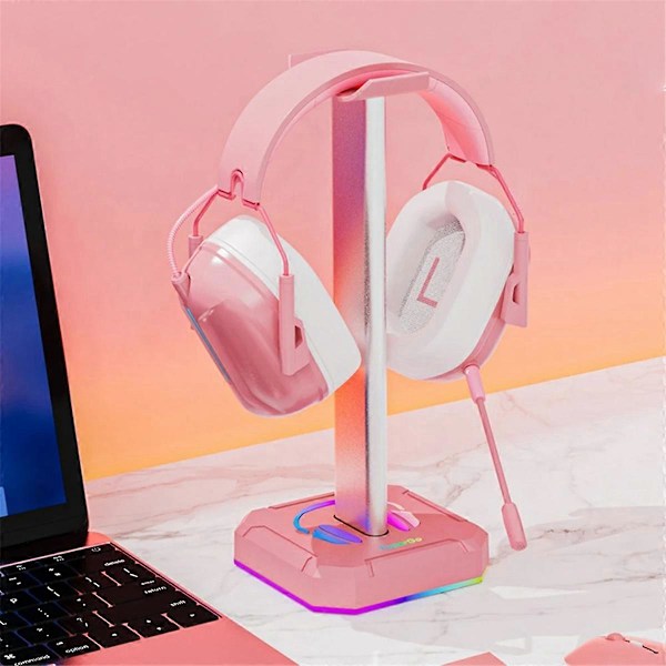 Hörlursfäste RGB Bakgrundsbelysning Huvudmonterat Ställ, Rosa