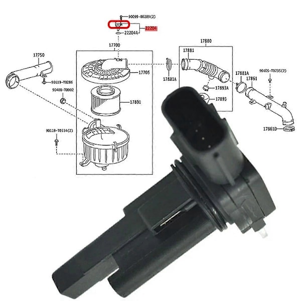 Auton ilmamassamittari 22204-30020 2220430020 197400-5270 Toyotalle