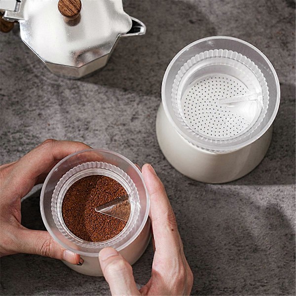 Kaffepress för Moka Pot Roterande Pulverdosering för 150ml Svart