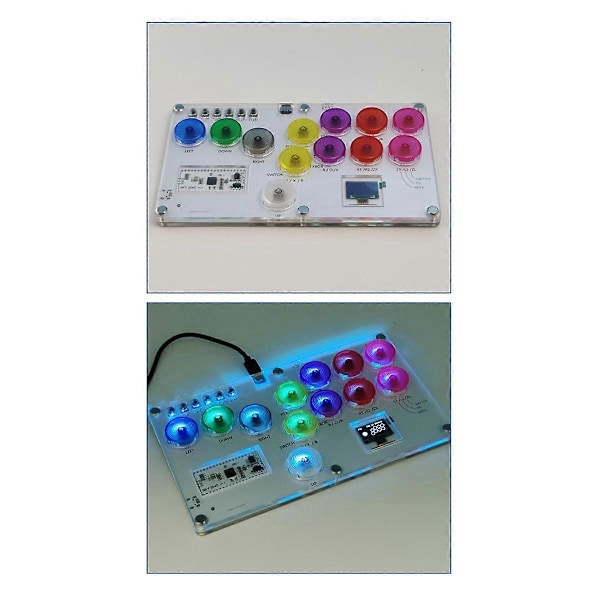 RP2040 Fighting Keyboard+12PCS Tangenter för Joystick 6 Tekken Spel Täckt Punk B