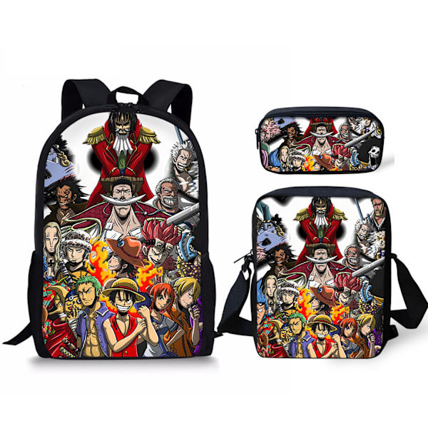onePiece Anime Ryggsäck med Axelremmar Stor Kapacitet Student Skolväska Tredelat Set 25cm 1 25cm