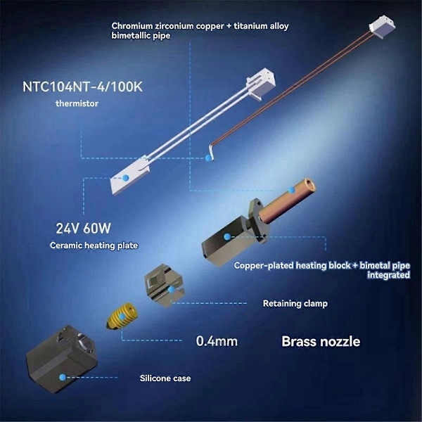 Hot End Kit för 3 V3 SE 3D-skrivare Värmeblocksats